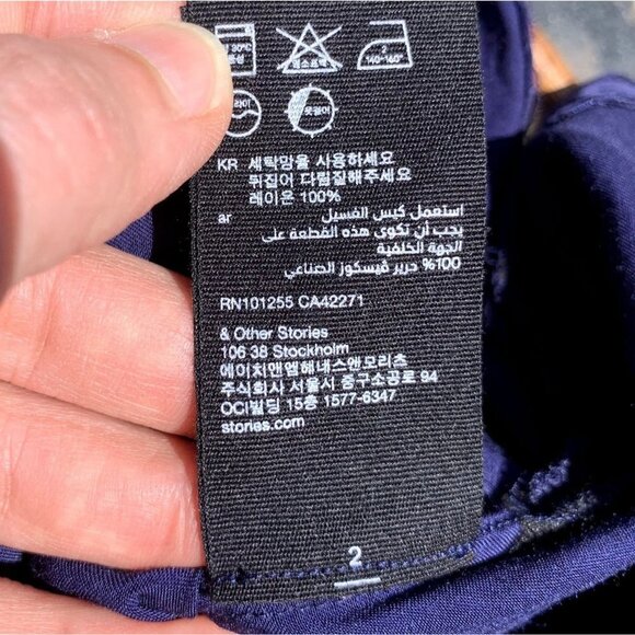 Stockholm Atelier & Other Stories Satin Slip Dress Midnight Blue US 8 - Picture 12 of 12